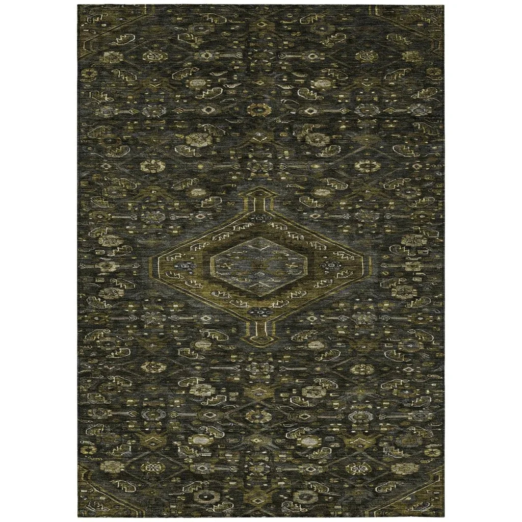 LOOMLAN Rugs Lamoria Gray Washable Indoor-Outdoor Rug
