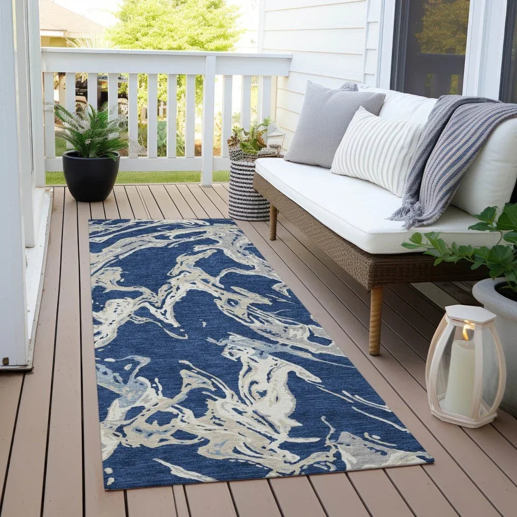 LOOMLAN Rugs Lani Blue Washable Indoor-Outdoor Rug