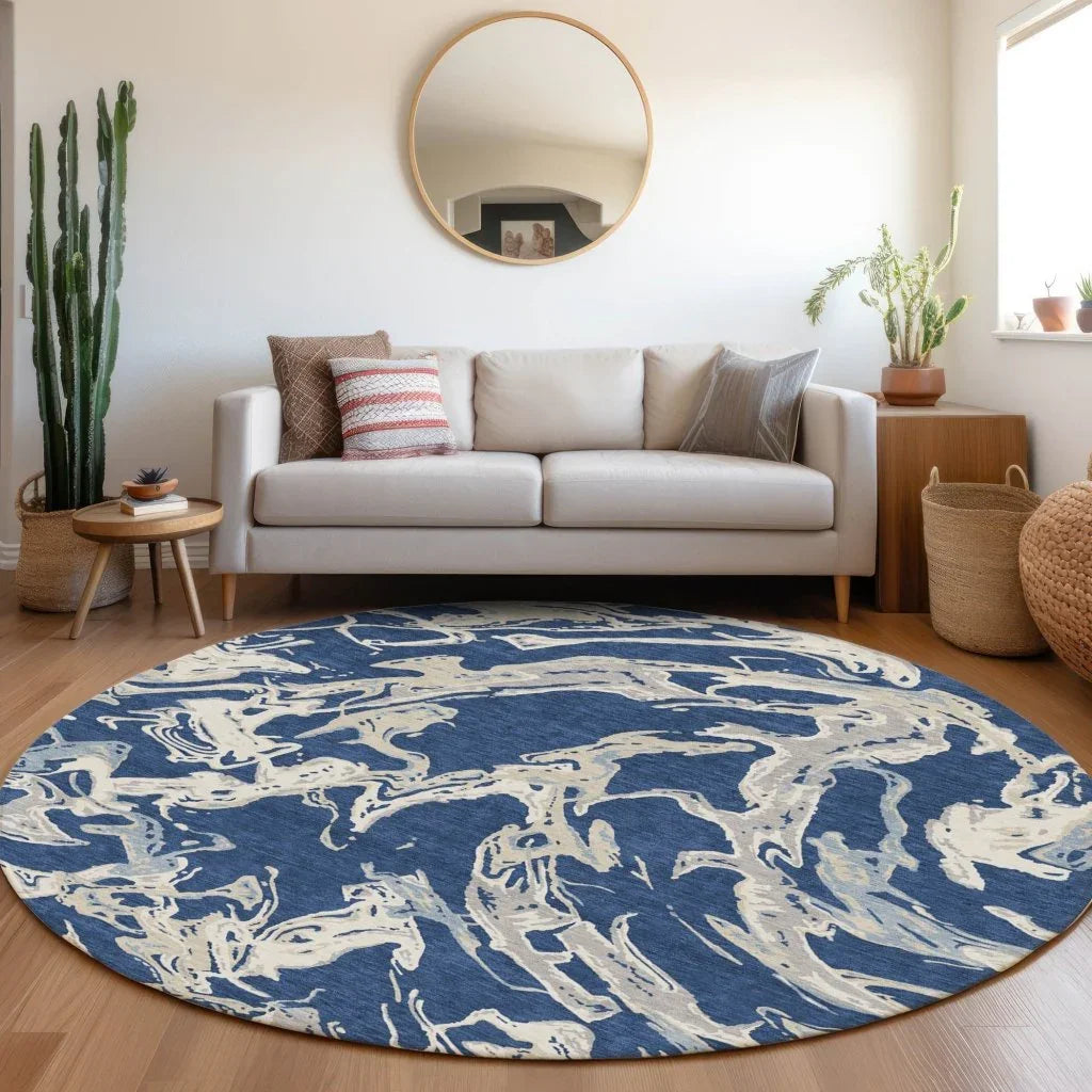 LOOMLAN Rugs Lani Blue Washable Indoor-Outdoor Rug