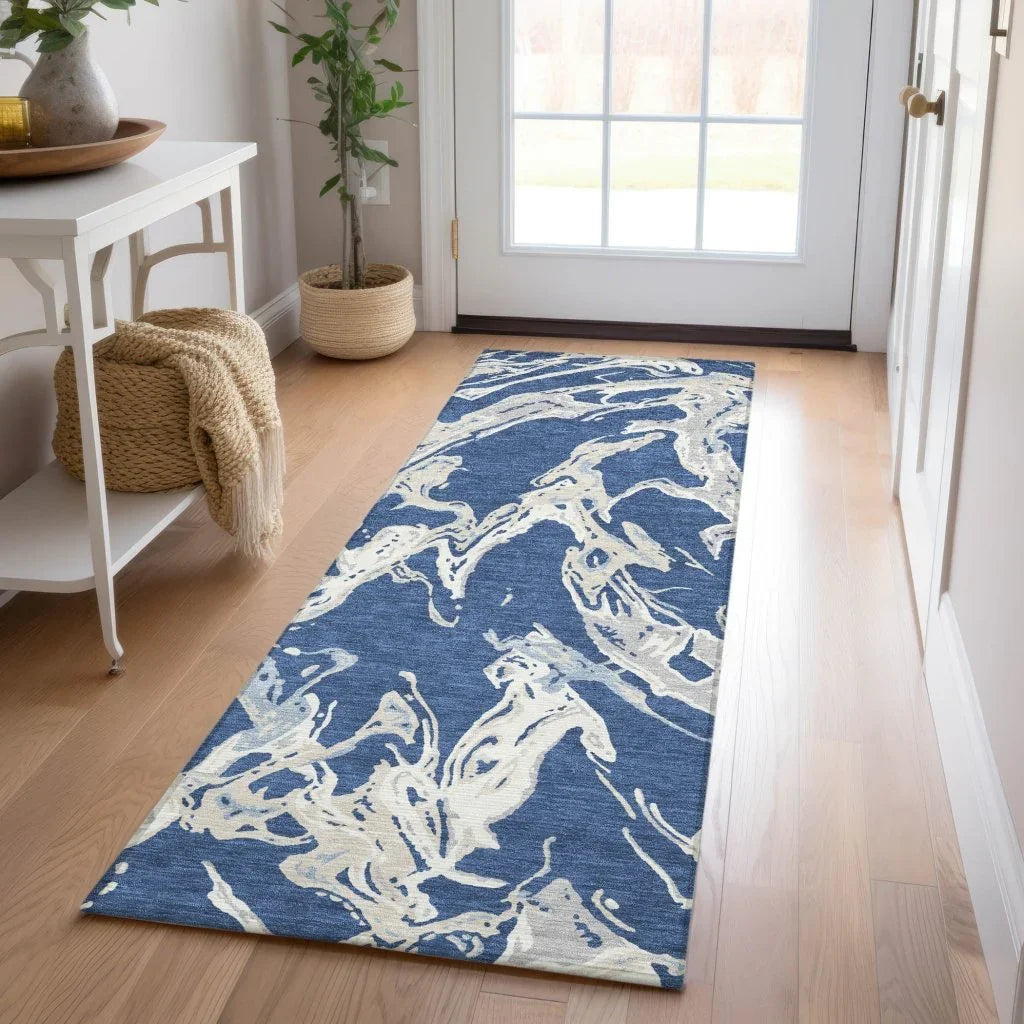 LOOMLAN Rugs Lani Blue Washable Indoor-Outdoor Rug