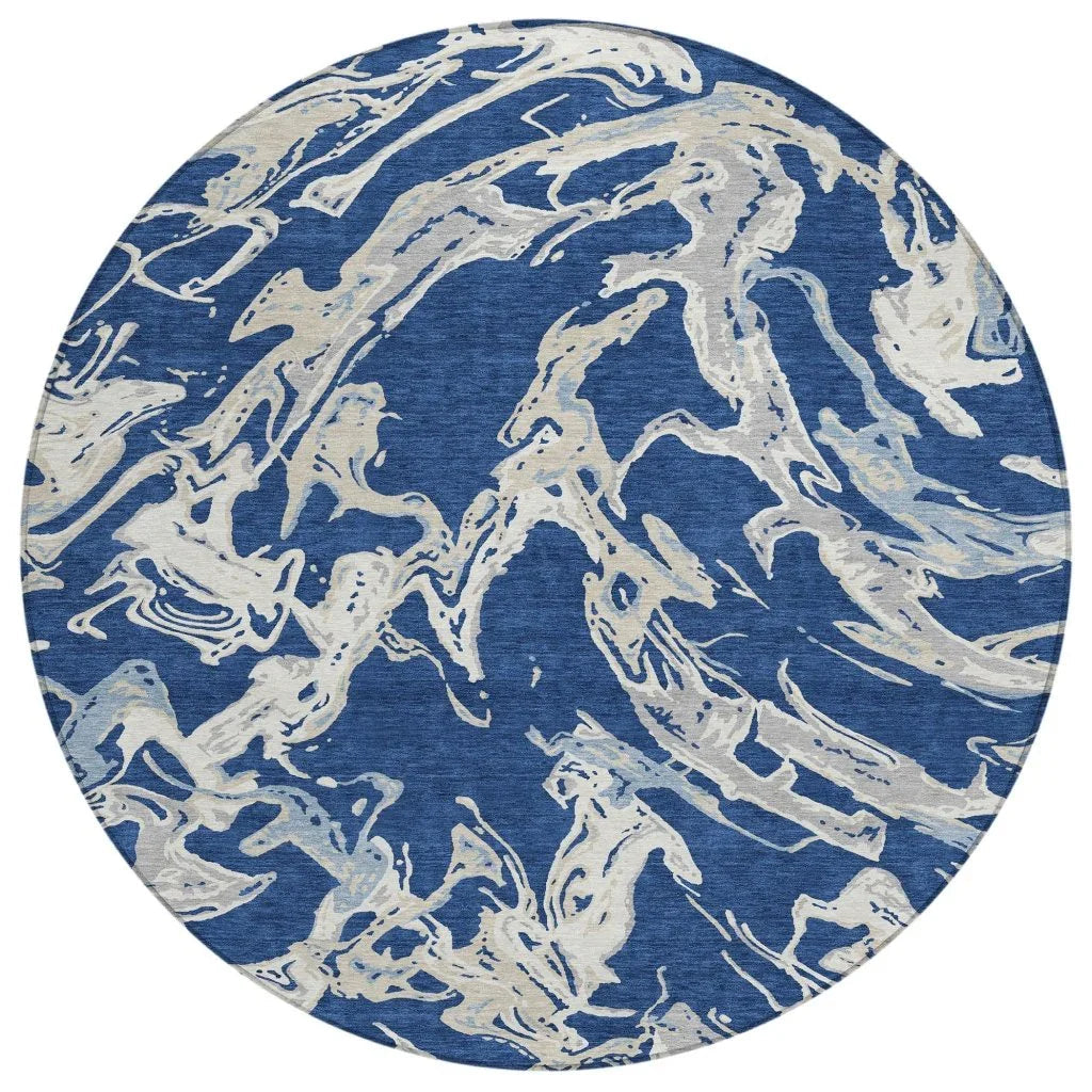 LOOMLAN Rugs Lani Blue Washable Indoor-Outdoor Rug