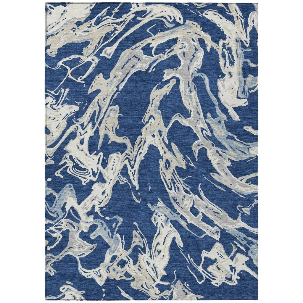 LOOMLAN Rugs Lani Blue Washable Indoor-Outdoor Rug