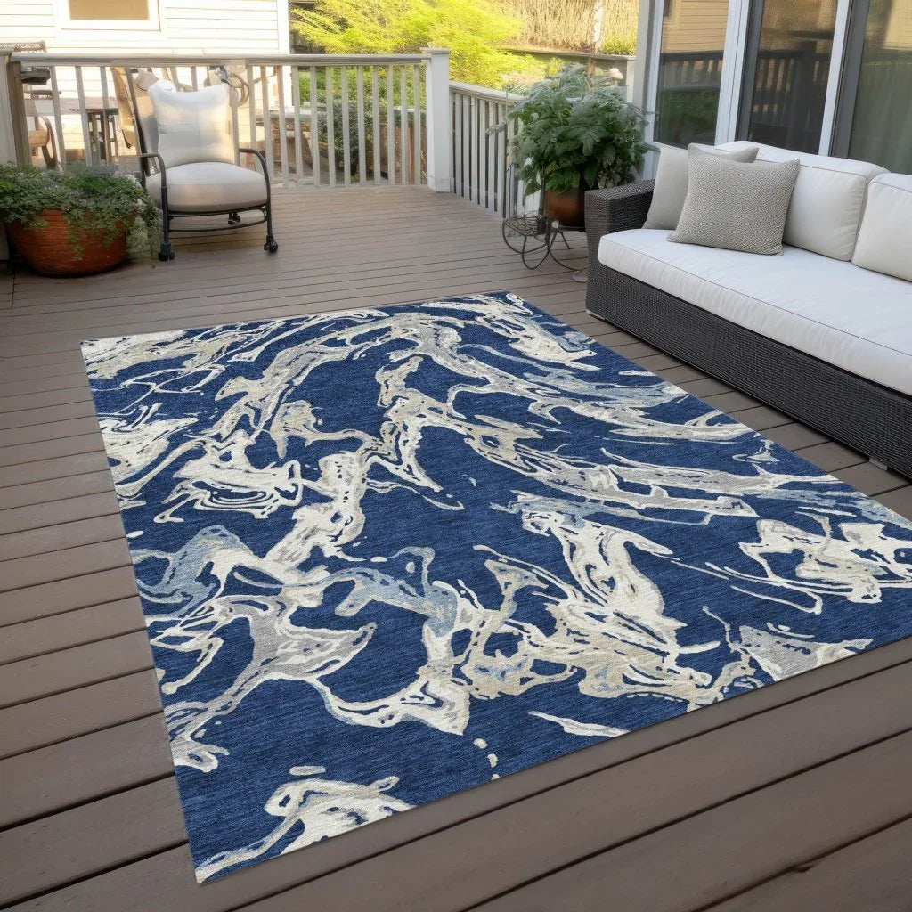 LOOMLAN Rugs Lani Blue Washable Indoor-Outdoor Rug