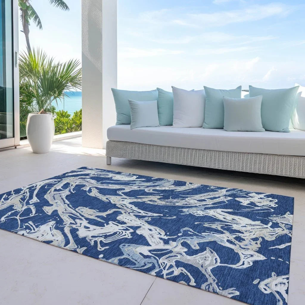 LOOMLAN Rugs Lani Blue Washable Indoor-Outdoor Rug