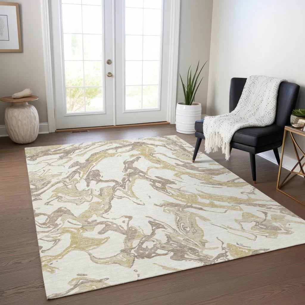 LOOMLAN Rugs Lani Ivory Washable Indoor-Outdoor Rug