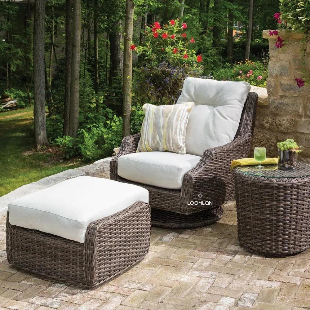 Largo High Back Swivel Rocker Lounge Chair Wicker - LOOMLAN - Lloyd Flanders - Outdoor Lounge Chairs