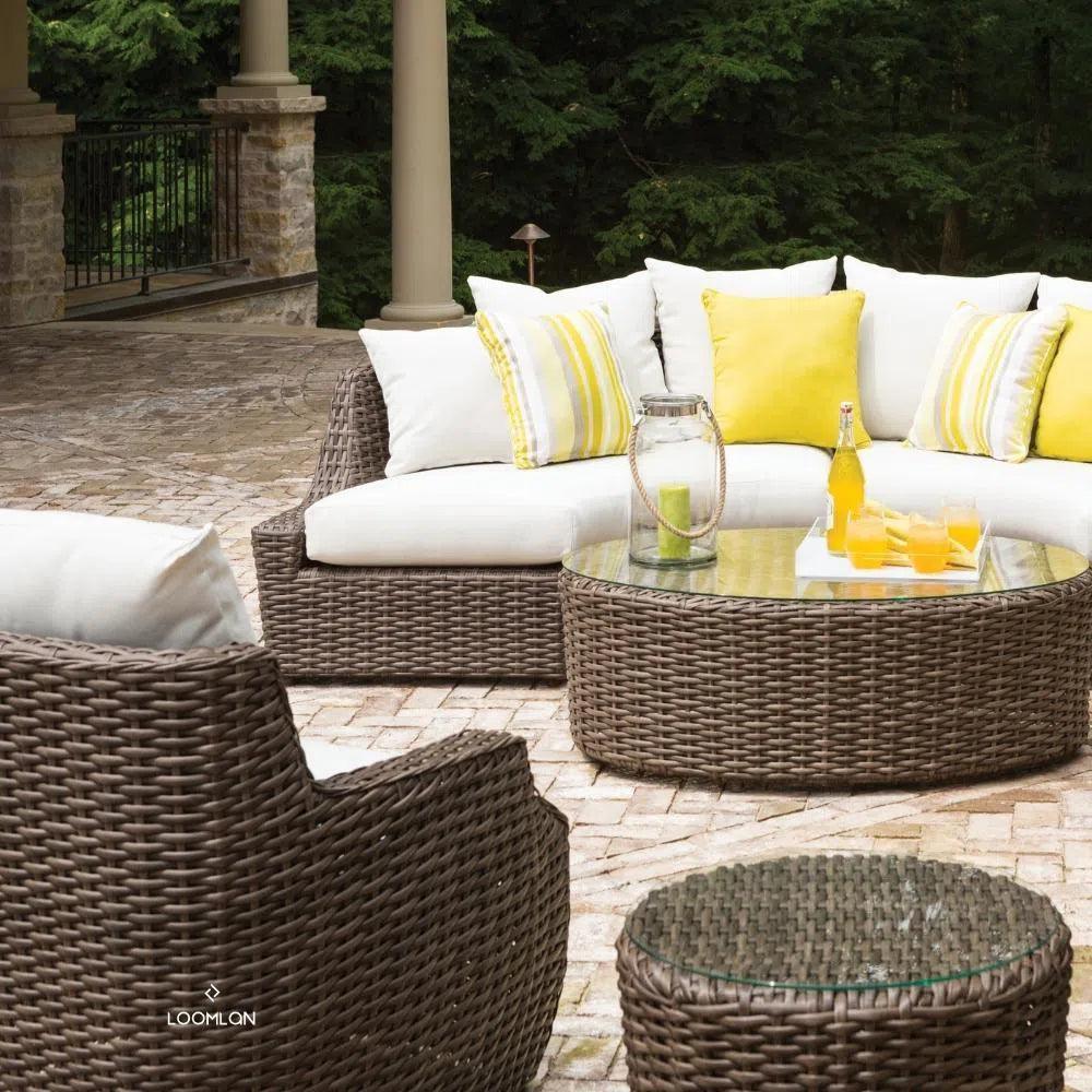 Largo Round End Table All Weather Wicker Furniture - LOOMLAN - Lloyd Flanders - Outdoor Side Tables
