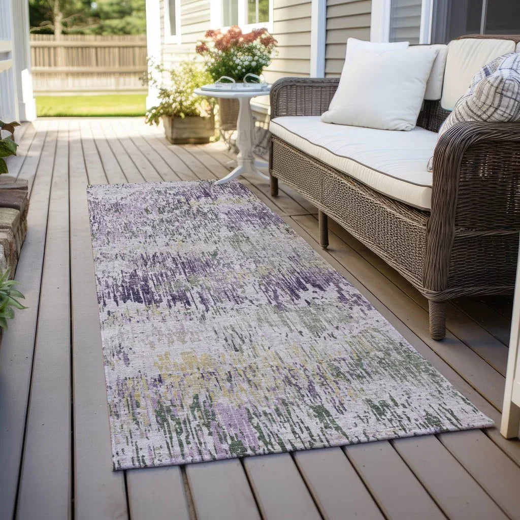 LOOMLAN Rugs Laurisse Purple Washable Indoor-Outdoor Rug