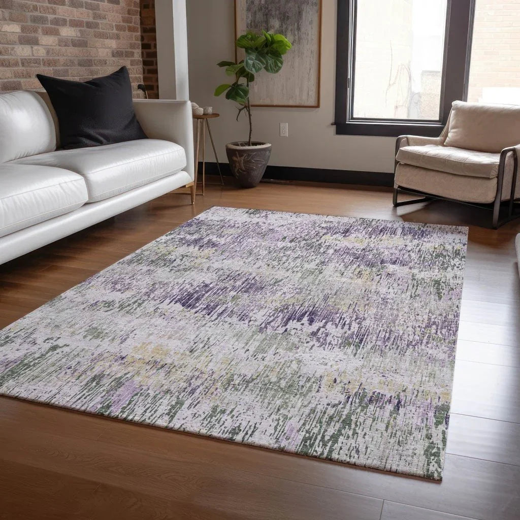 LOOMLAN Rugs Laurisse Purple Washable Indoor-Outdoor Rug