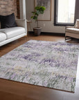 LOOMLAN Rugs Laurisse Purple Washable Indoor-Outdoor Rug