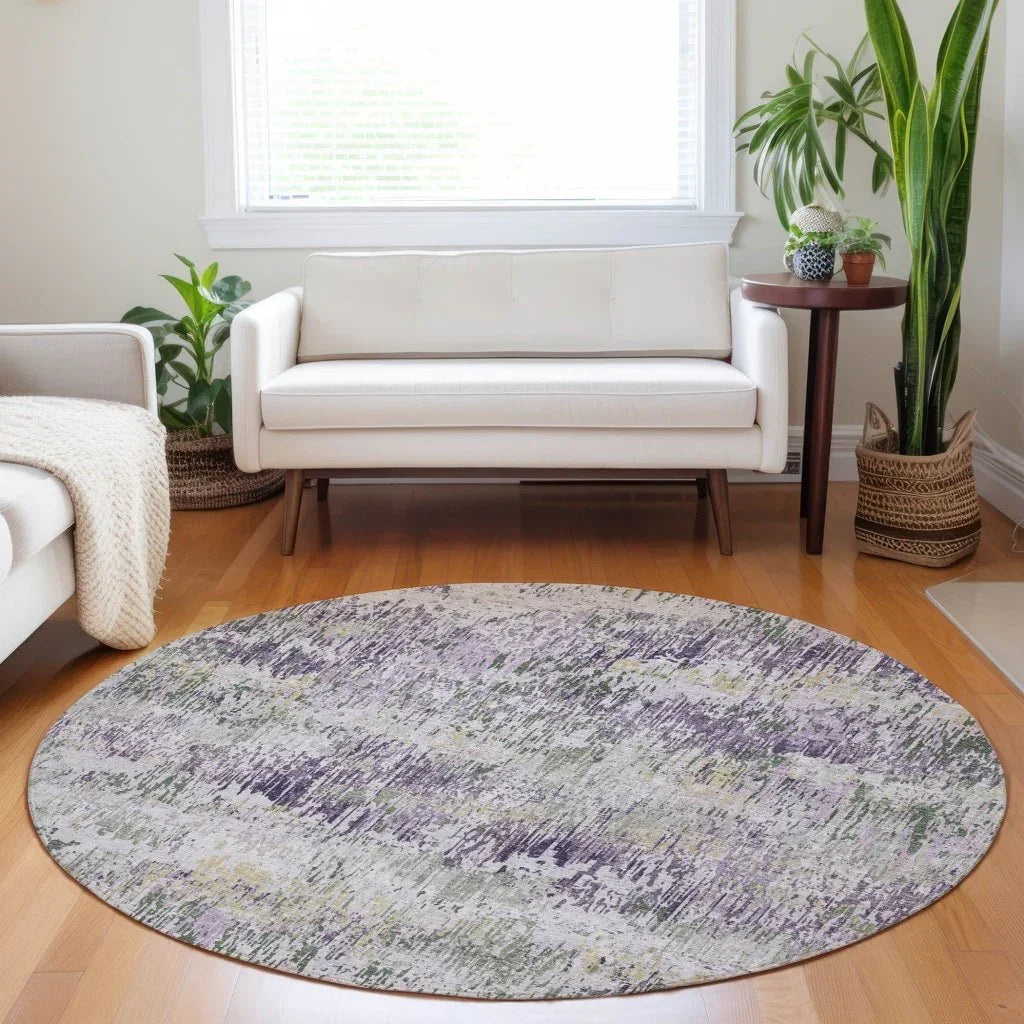 LOOMLAN Rugs Laurisse Purple Washable Indoor-Outdoor Rug