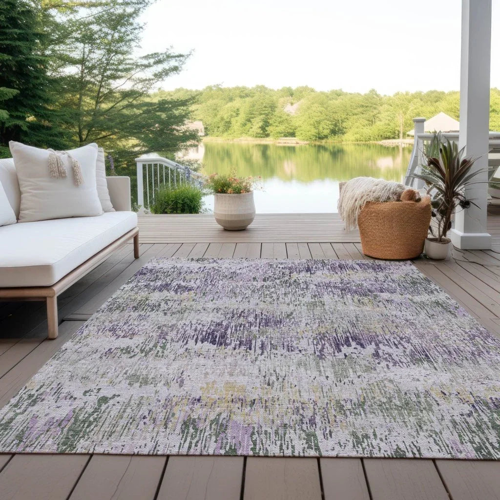 LOOMLAN Rugs Laurisse Purple Washable Indoor-Outdoor Rug