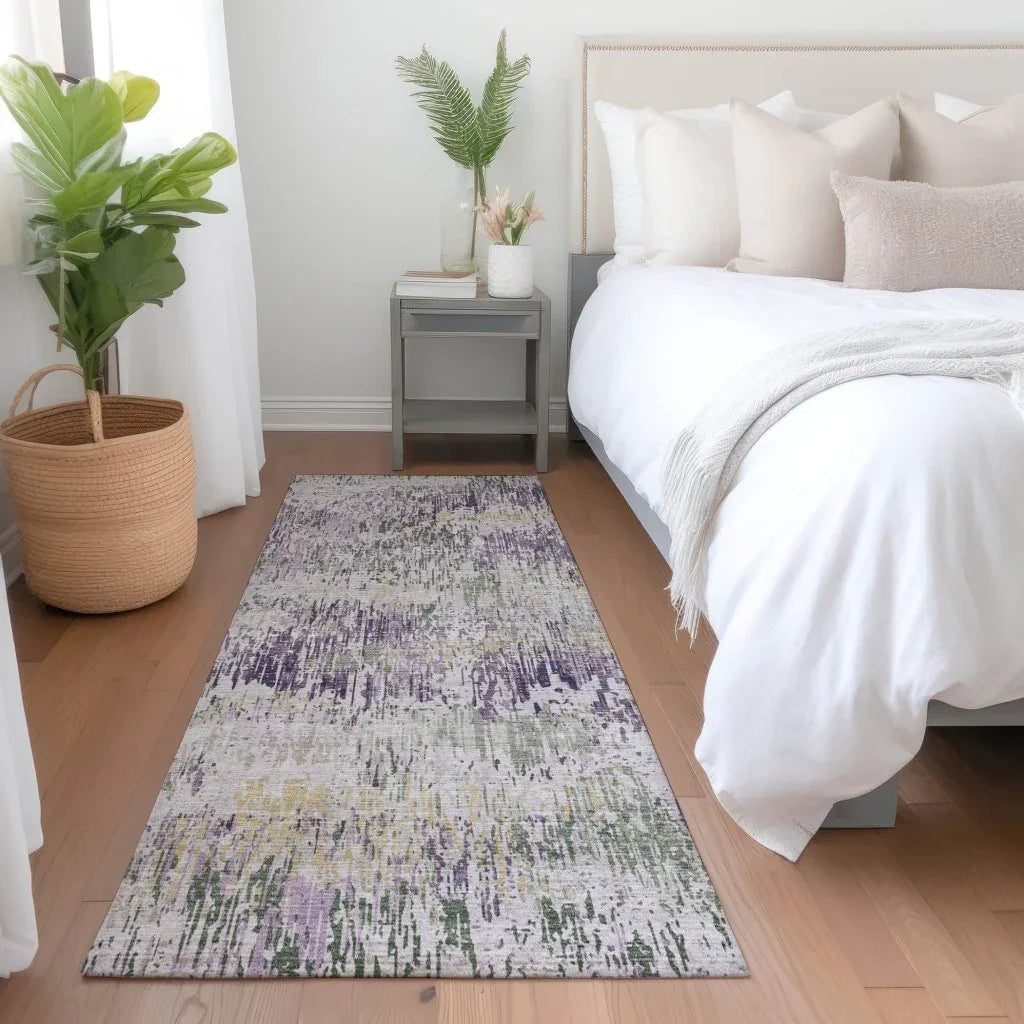LOOMLAN Rugs Laurisse Purple Washable Indoor-Outdoor Rug