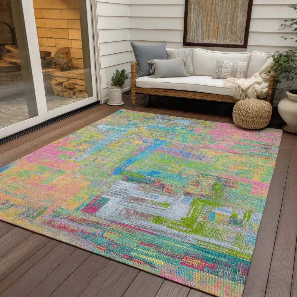 LOOMLAN Rugs Lavara Pink Washable Indoor-Outdoor Rug