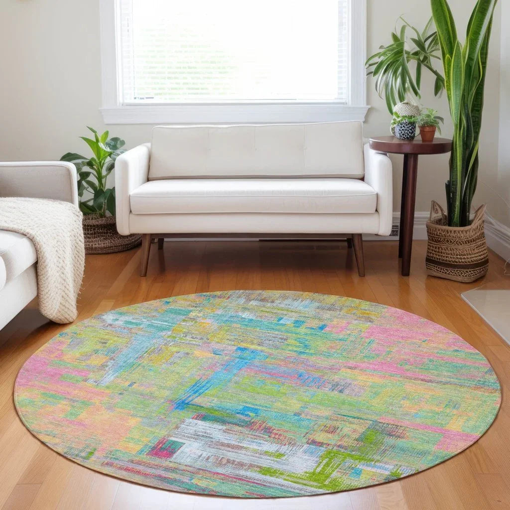 LOOMLAN Rugs Lavara Pink Washable Indoor-Outdoor Rug