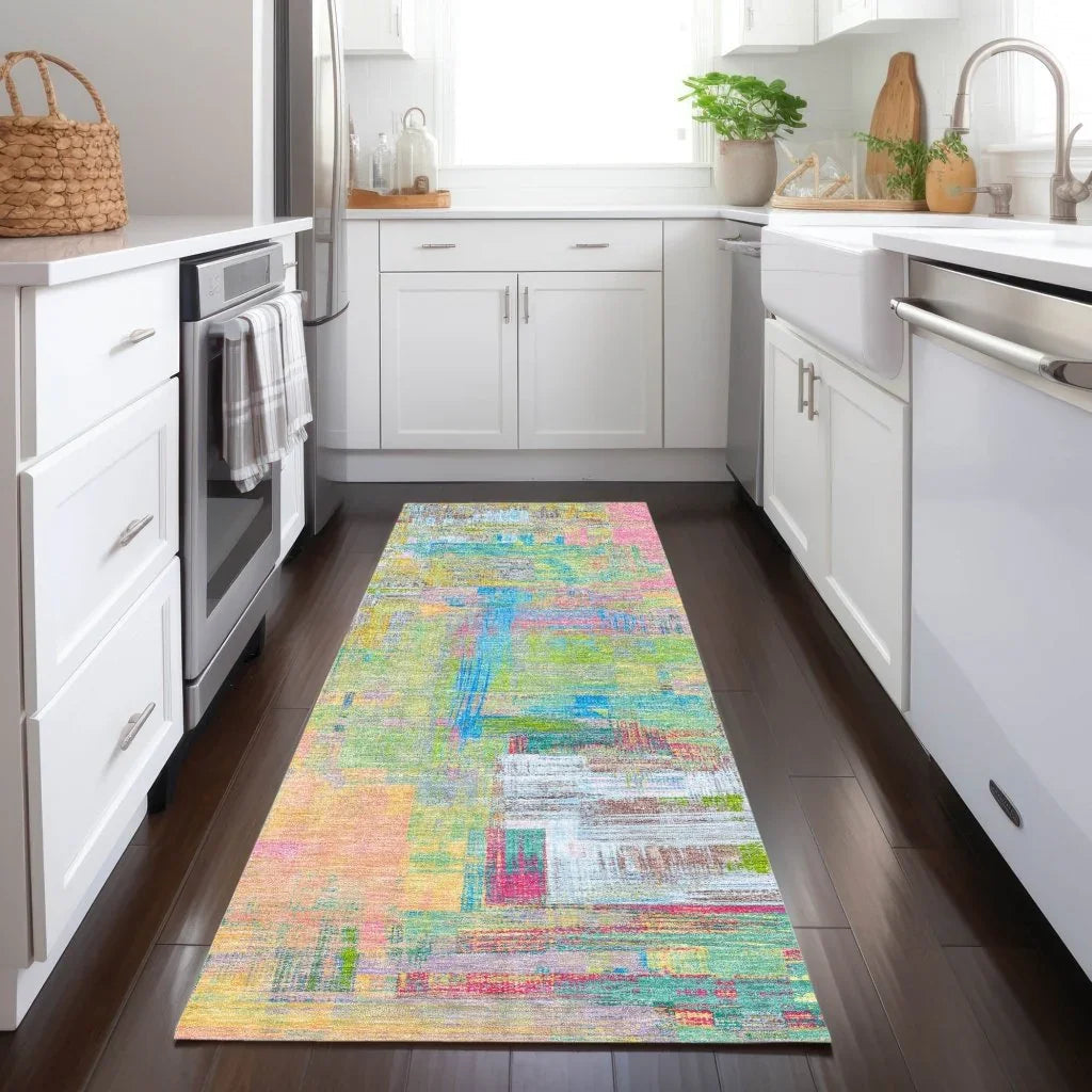 LOOMLAN Rugs Lavara Pink Washable Indoor-Outdoor Rug