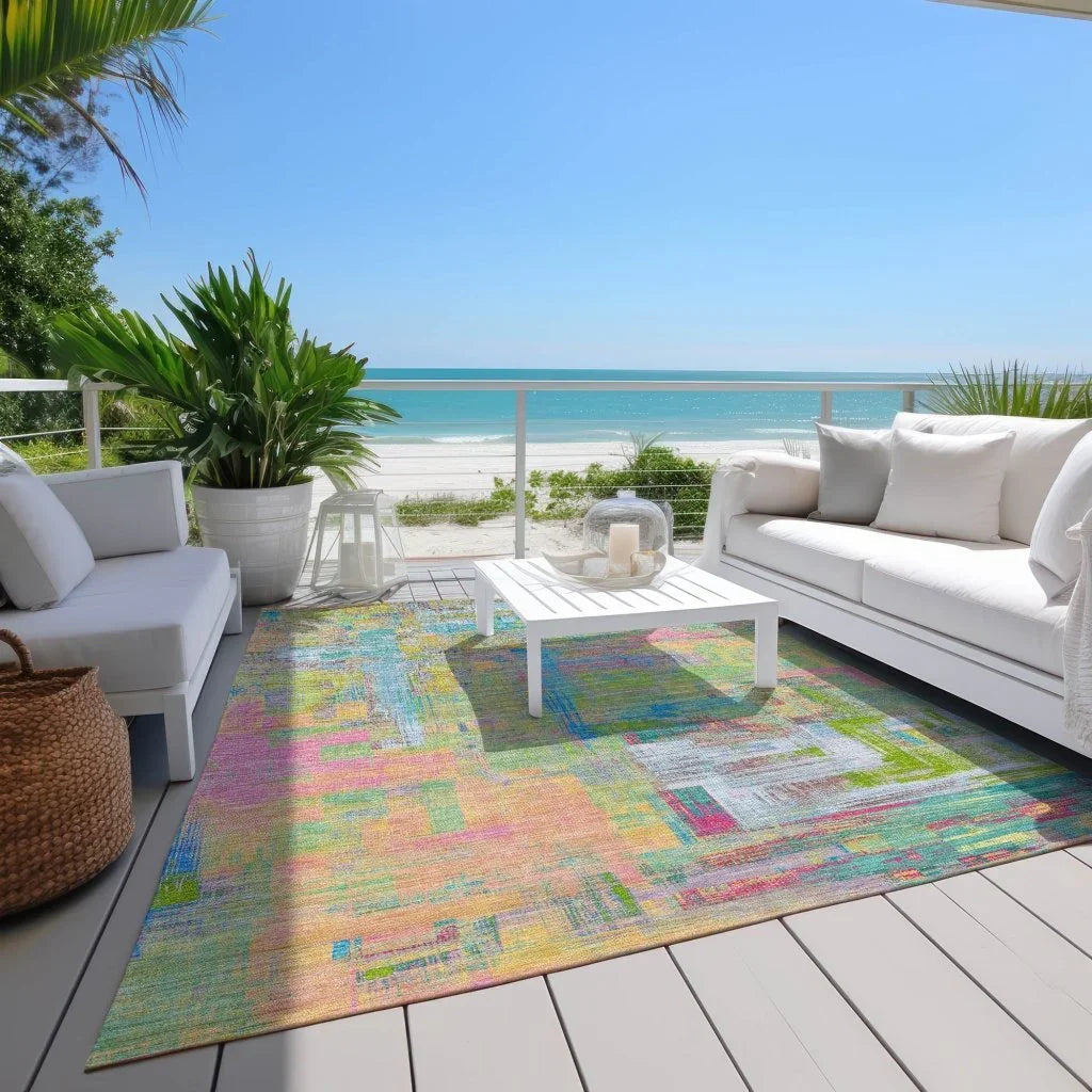 LOOMLAN Rugs Lavara Pink Washable Indoor-Outdoor Rug