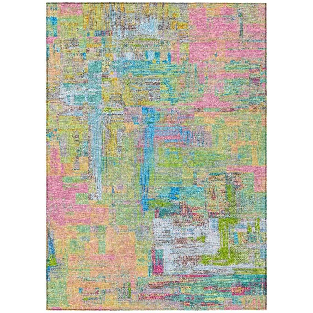 LOOMLAN Rugs Lavara Pink Washable Indoor-Outdoor Rug