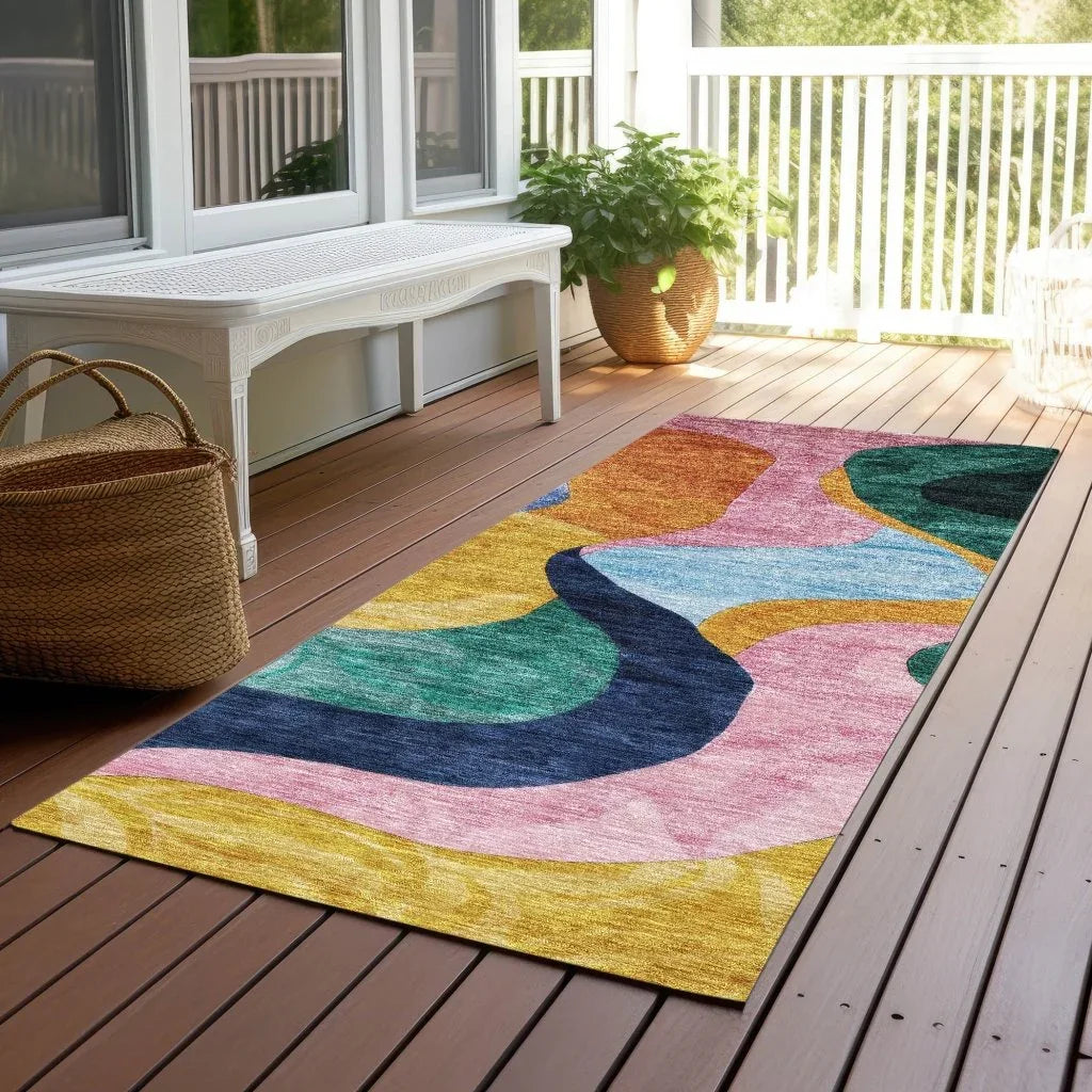 LOOMLAN Rugs Leo Green Washable Indoor-Outdoor Rug