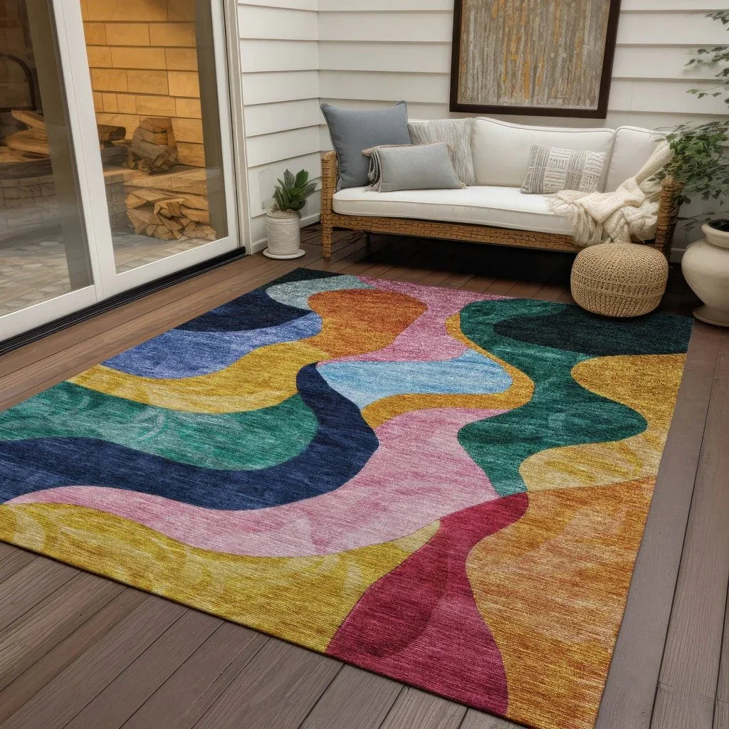 LOOMLAN Rugs Leo Green Washable Indoor-Outdoor Rug
