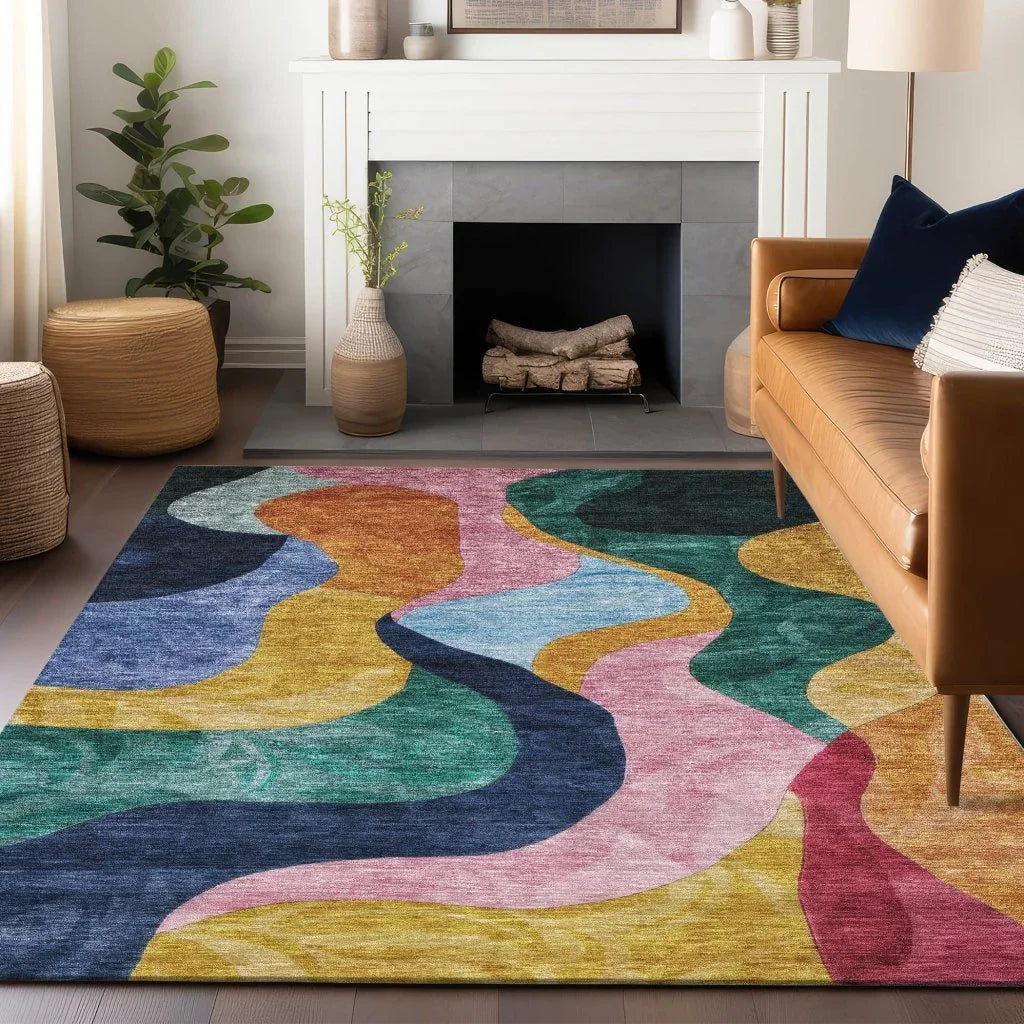 LOOMLAN Rugs Leo Green Washable Indoor-Outdoor Rug