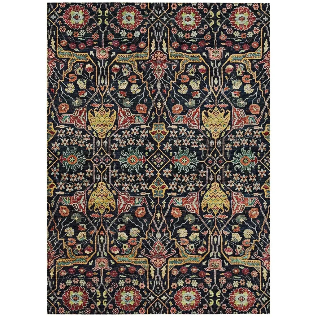 LOOMLAN Rugs Leon Black Washable Indoor-Outdoor Rug