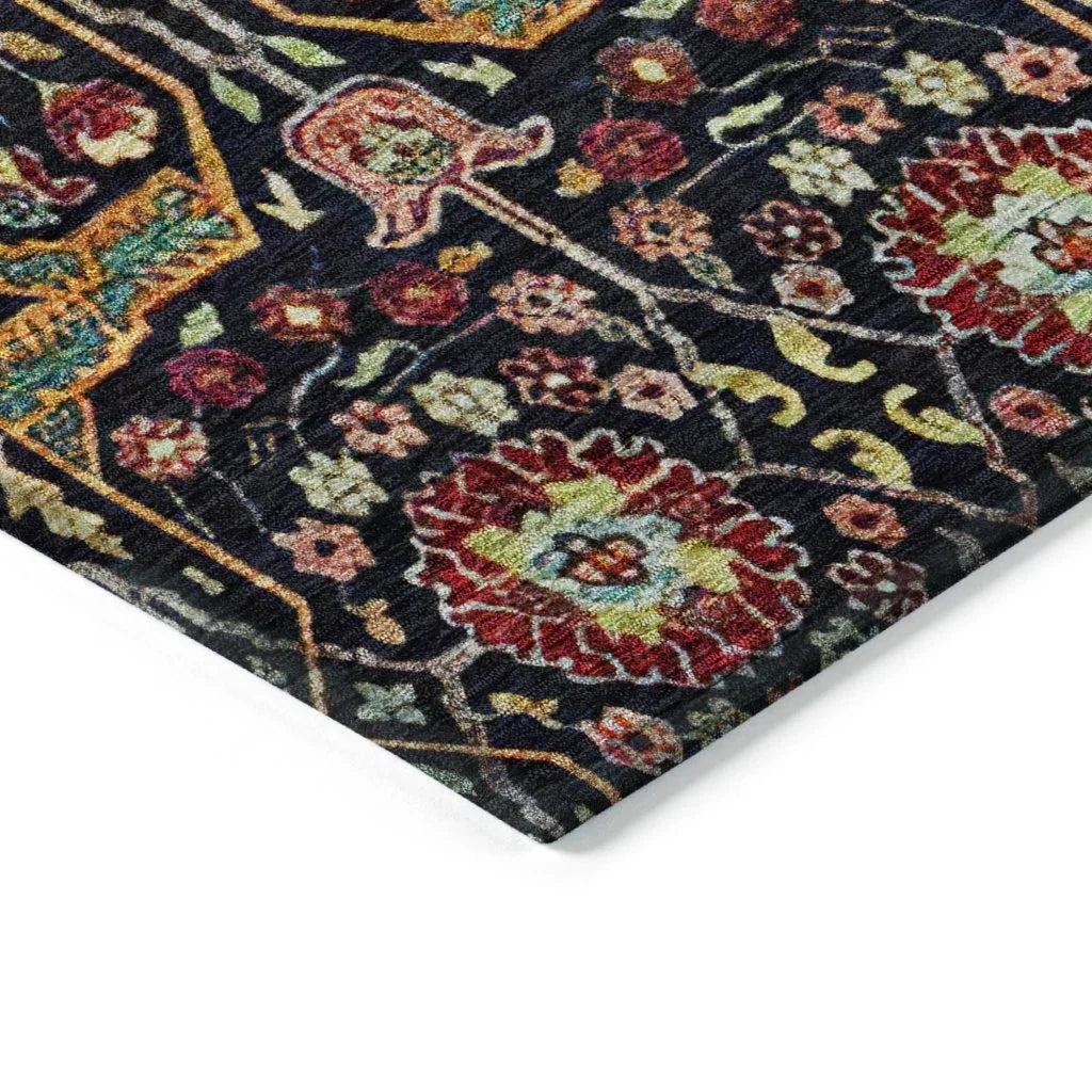 LOOMLAN Rugs Leon Black Washable Indoor-Outdoor Rug