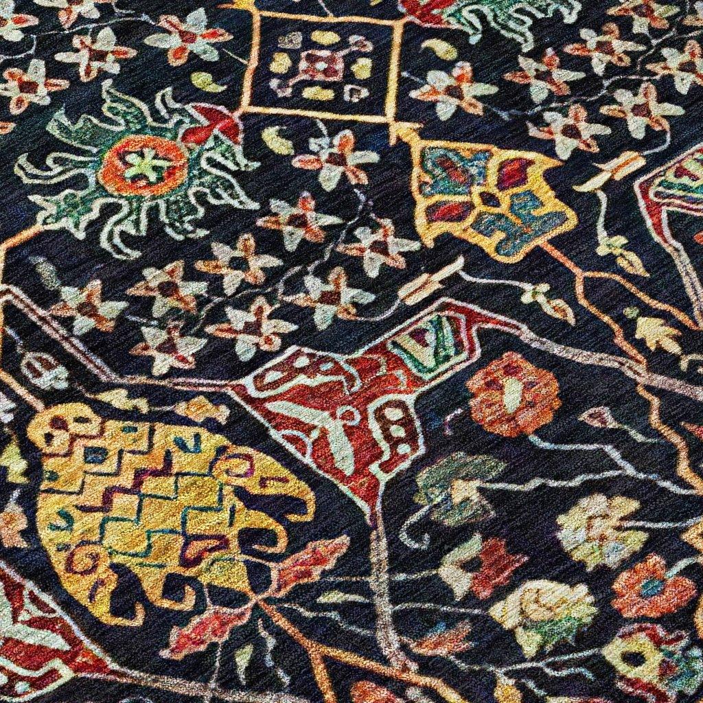 LOOMLAN Rugs Leon Black Washable Indoor-Outdoor Rug