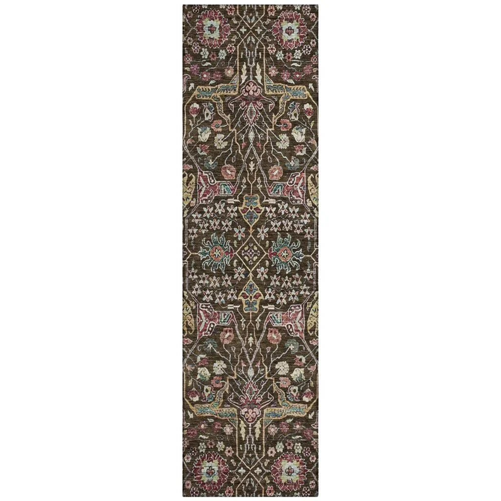 LOOMLAN Rugs Leon Brown Washable Indoor-Outdoor Rug