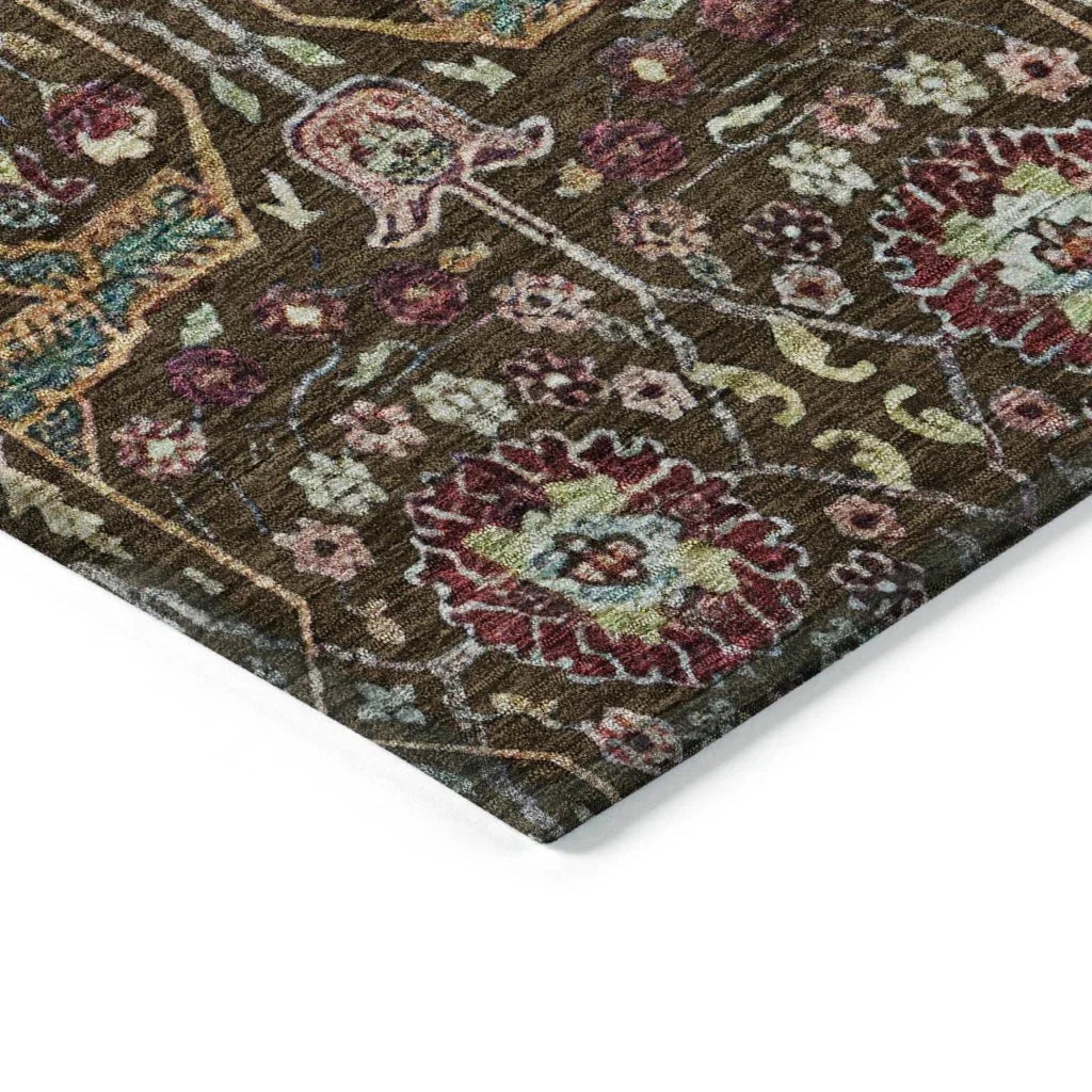 LOOMLAN Rugs Leon Brown Washable Indoor-Outdoor Rug