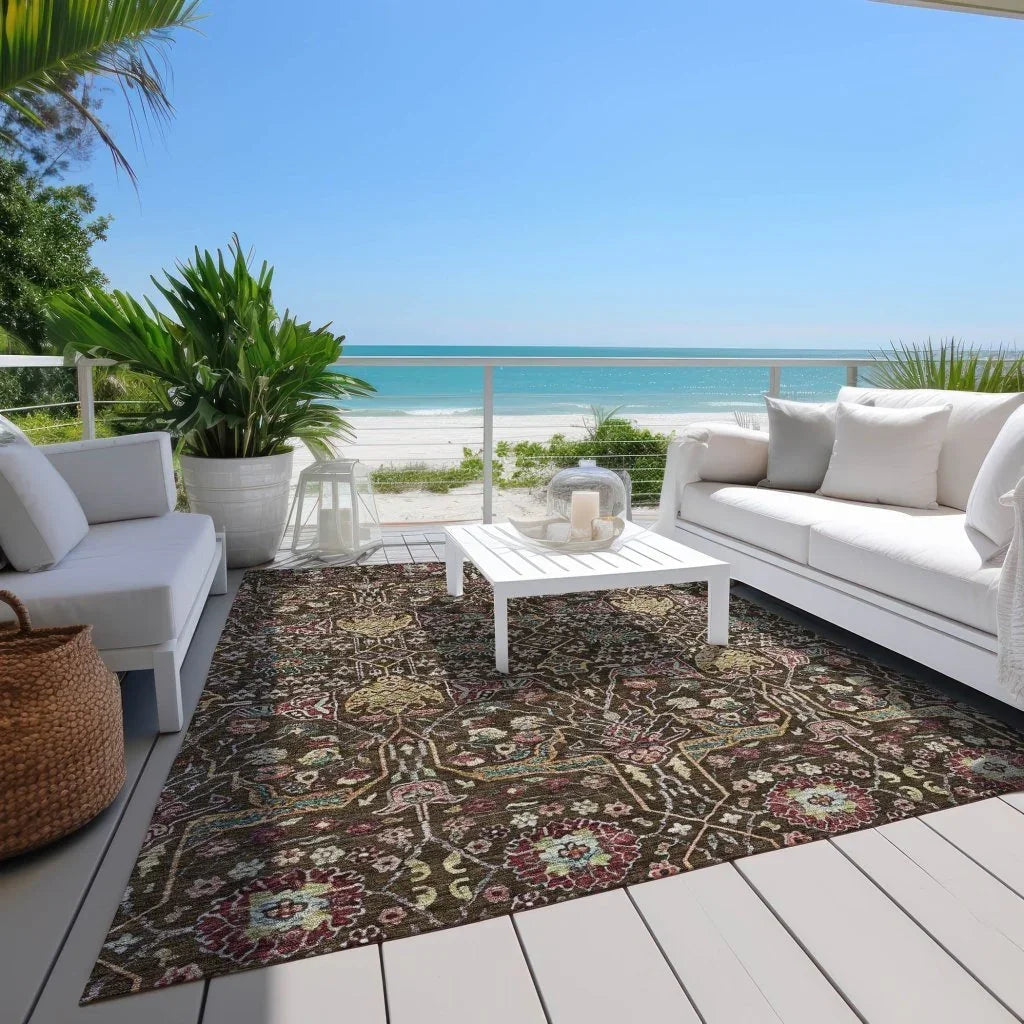 LOOMLAN Rugs Leon Brown Washable Indoor-Outdoor Rug