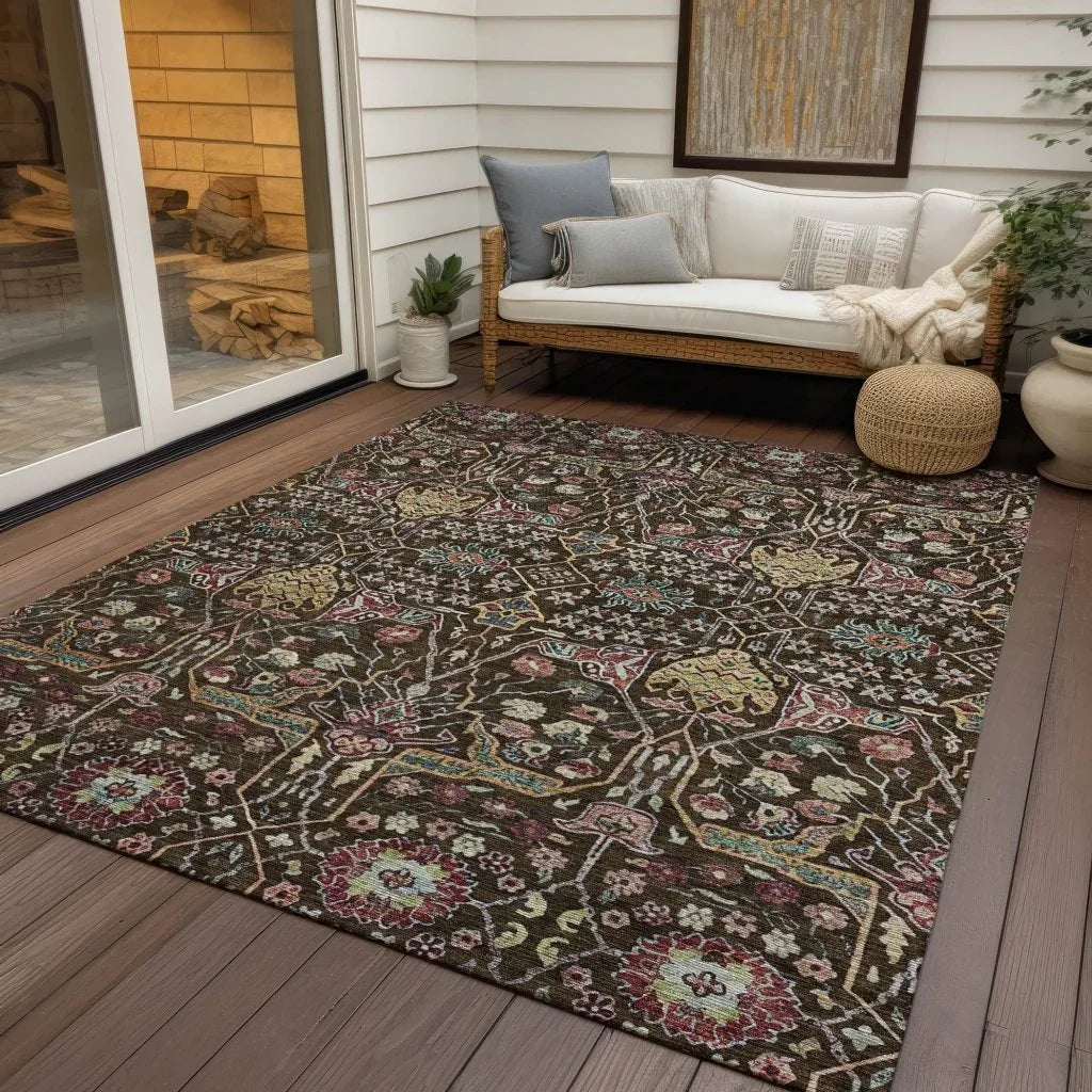 LOOMLAN Rugs Leon Brown Washable Indoor-Outdoor Rug