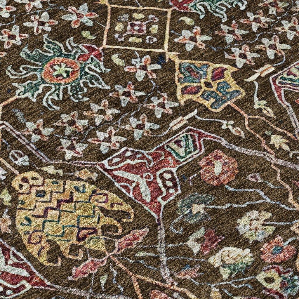 LOOMLAN Rugs Leon Brown Washable Indoor-Outdoor Rug