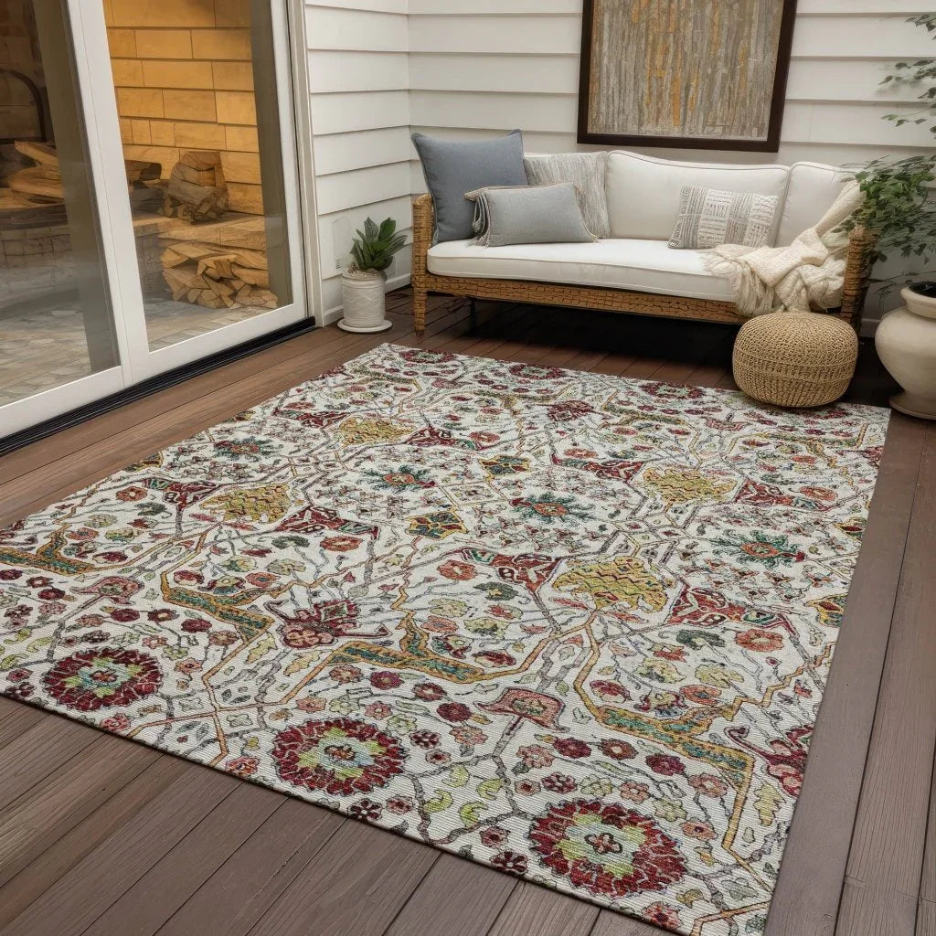 LOOMLAN Rugs Leon Ivory Washable Indoor-Outdoor Rug