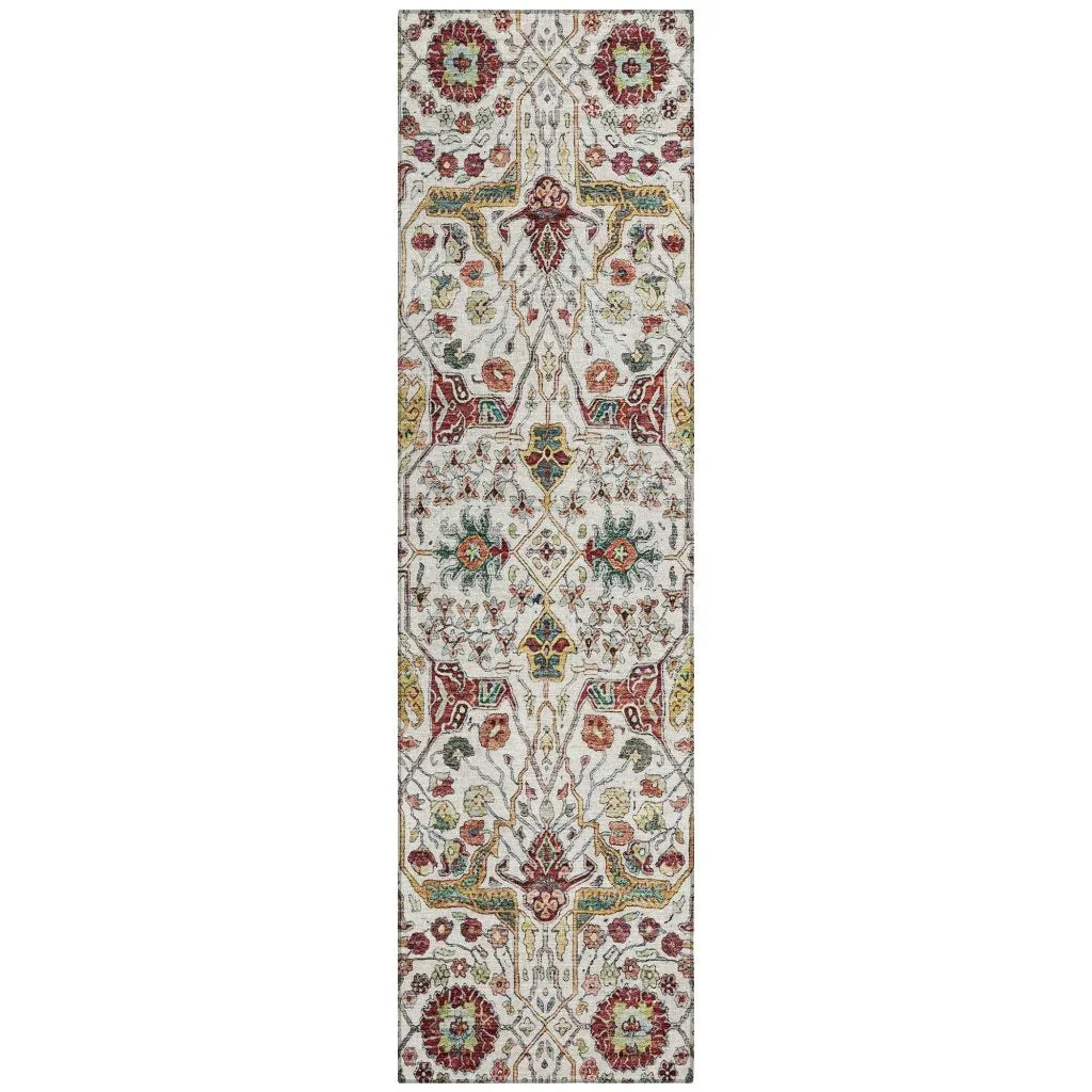 LOOMLAN Rugs Leon Ivory Washable Indoor-Outdoor Rug