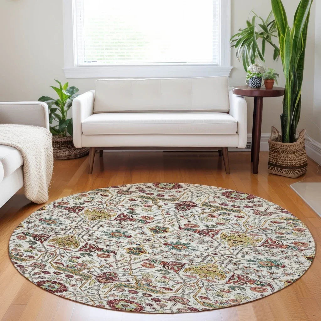 LOOMLAN Rugs Leon Ivory Washable Indoor-Outdoor Rug