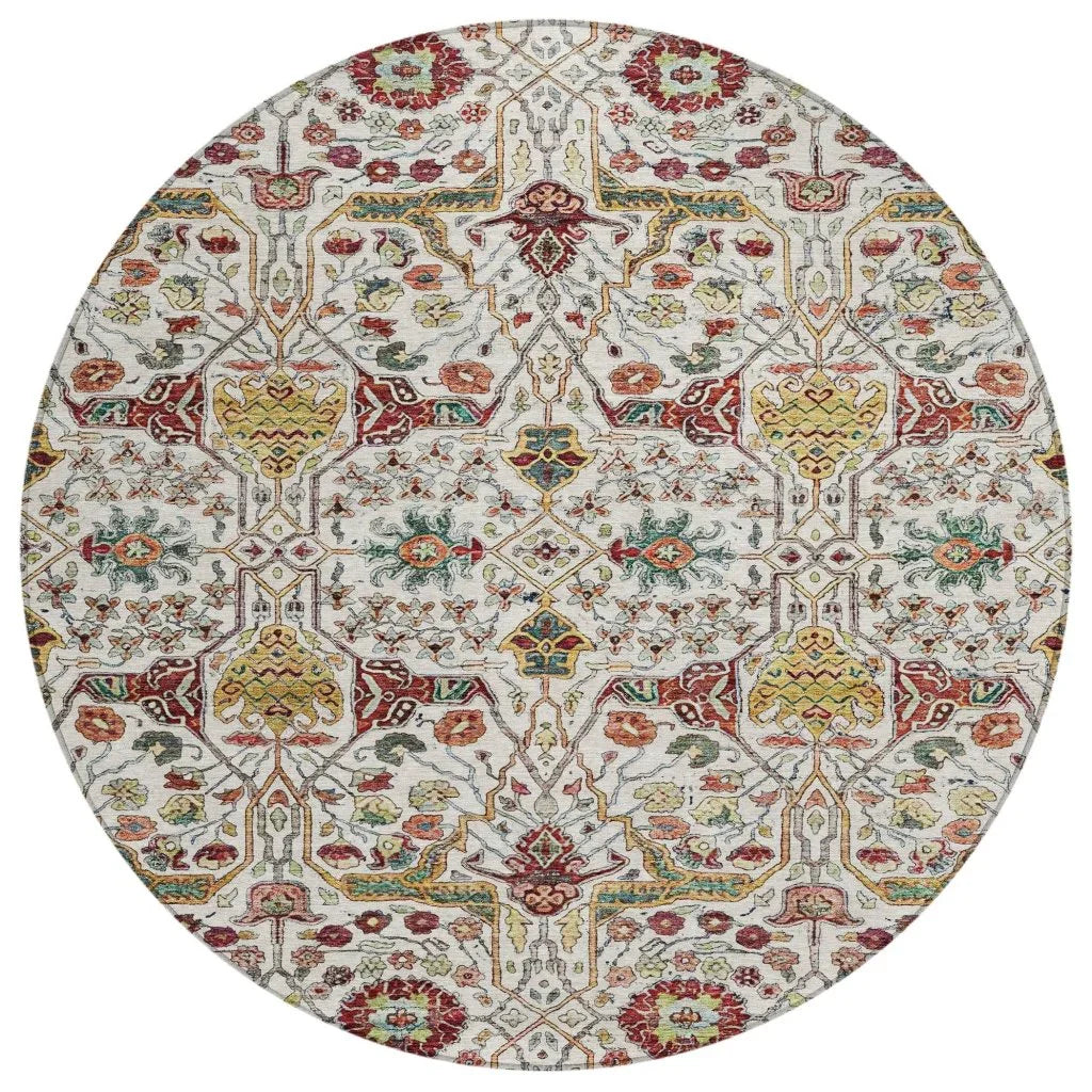 LOOMLAN Rugs Leon Ivory Washable Indoor-Outdoor Rug