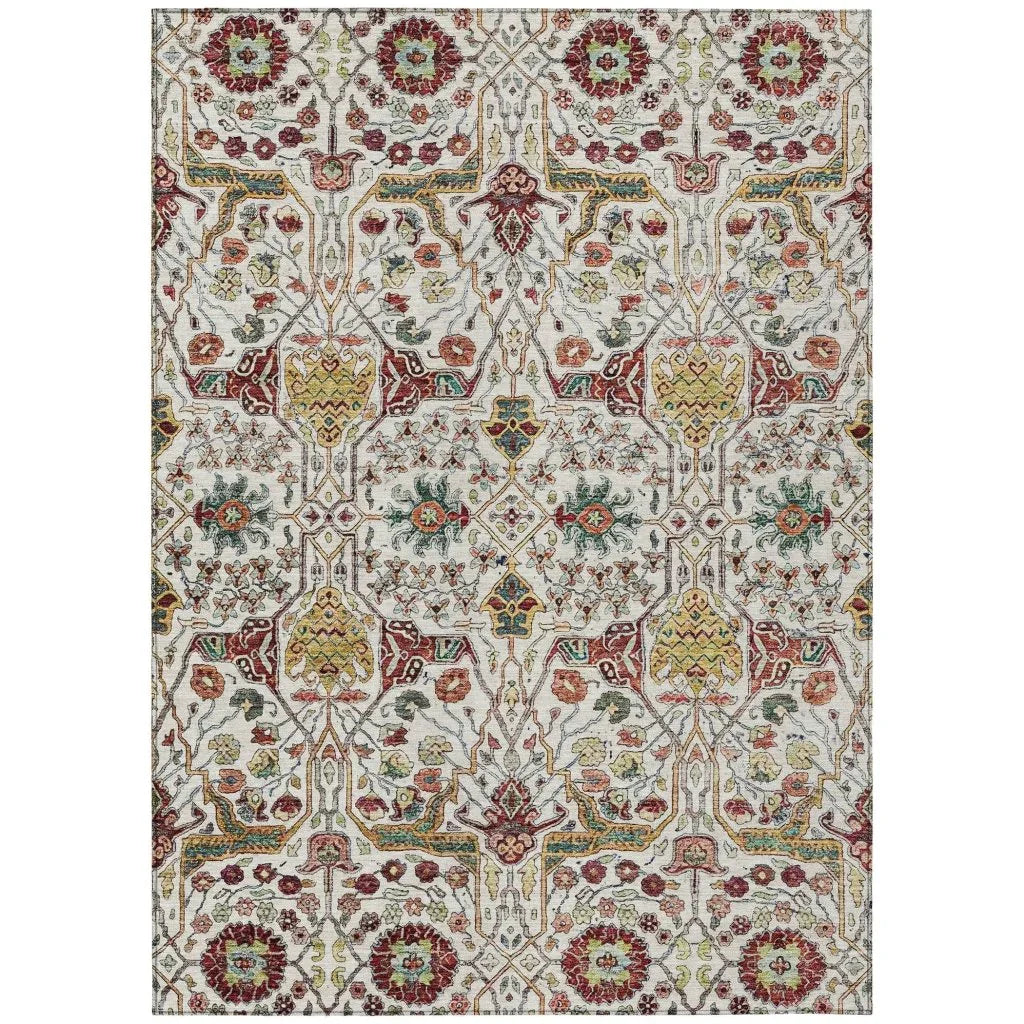 LOOMLAN Rugs Leon Ivory Washable Indoor-Outdoor Rug