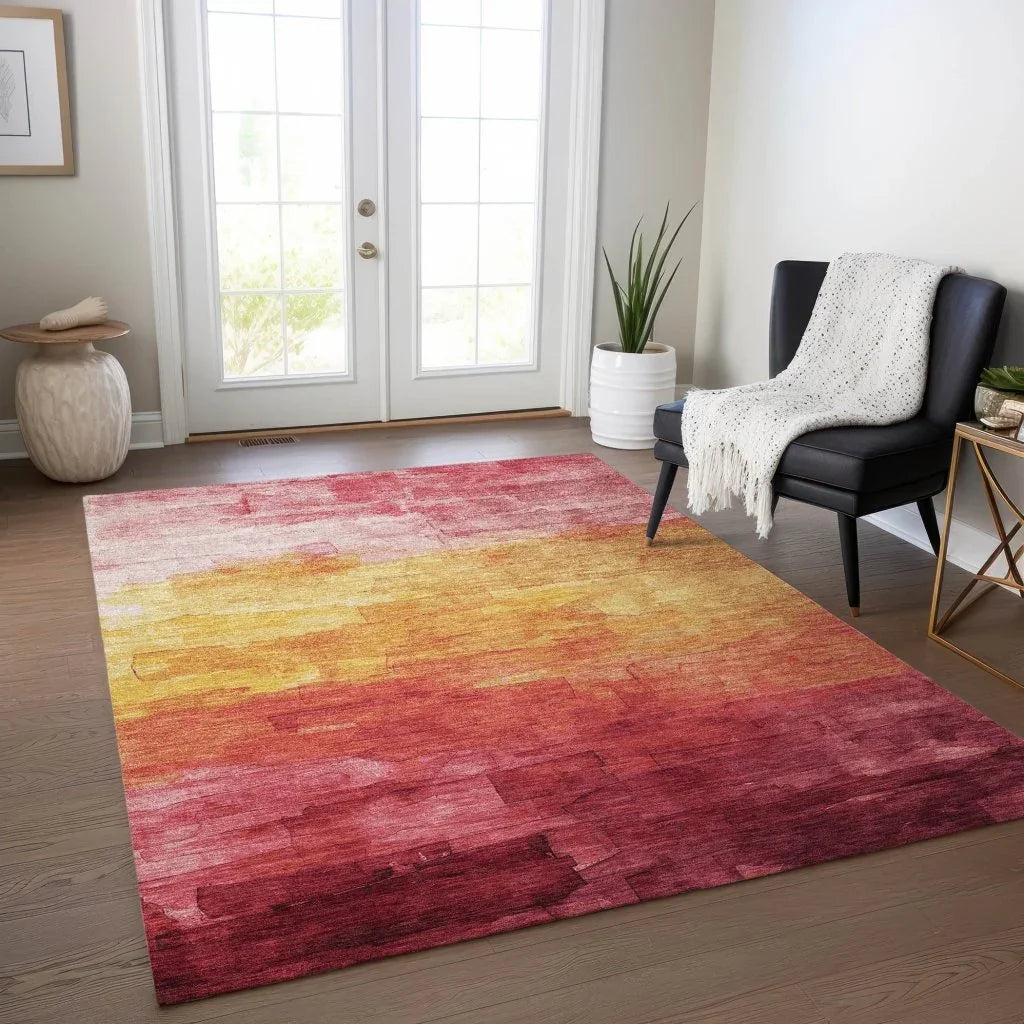 LOOMLAN Rugs Lethrae Pink Washable Indoor-Outdoor Rug