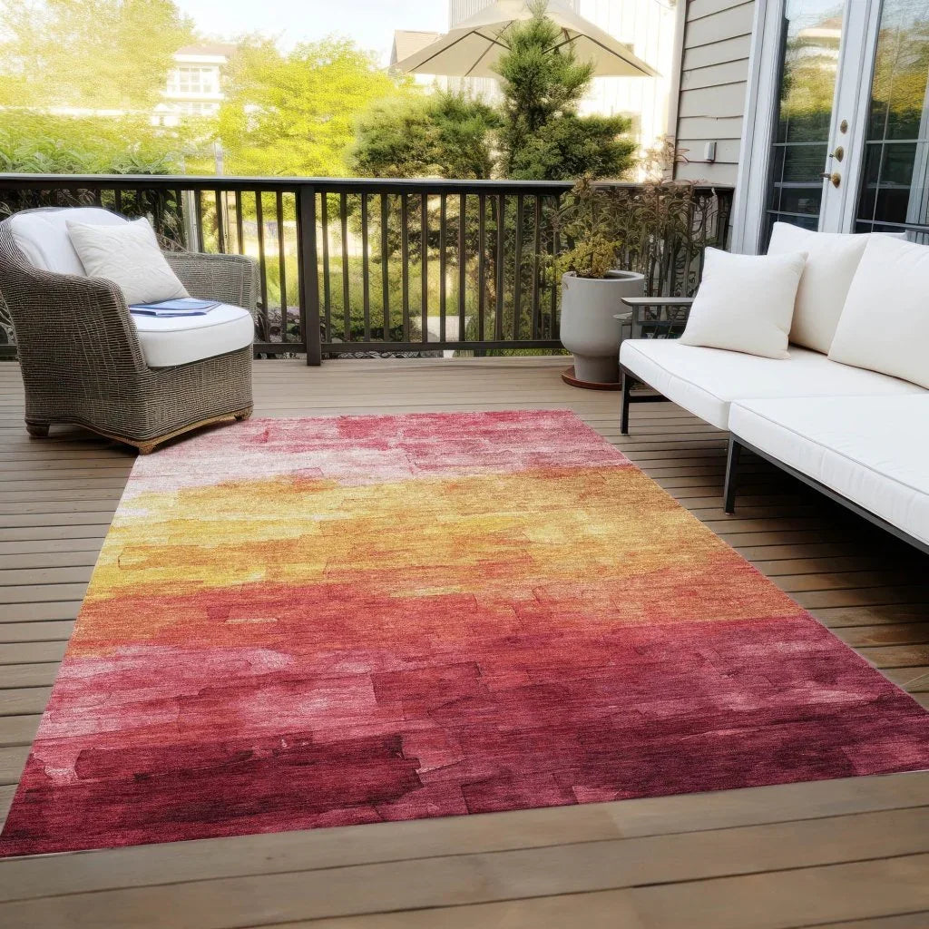 LOOMLAN Rugs Lethrae Pink Washable Indoor-Outdoor Rug