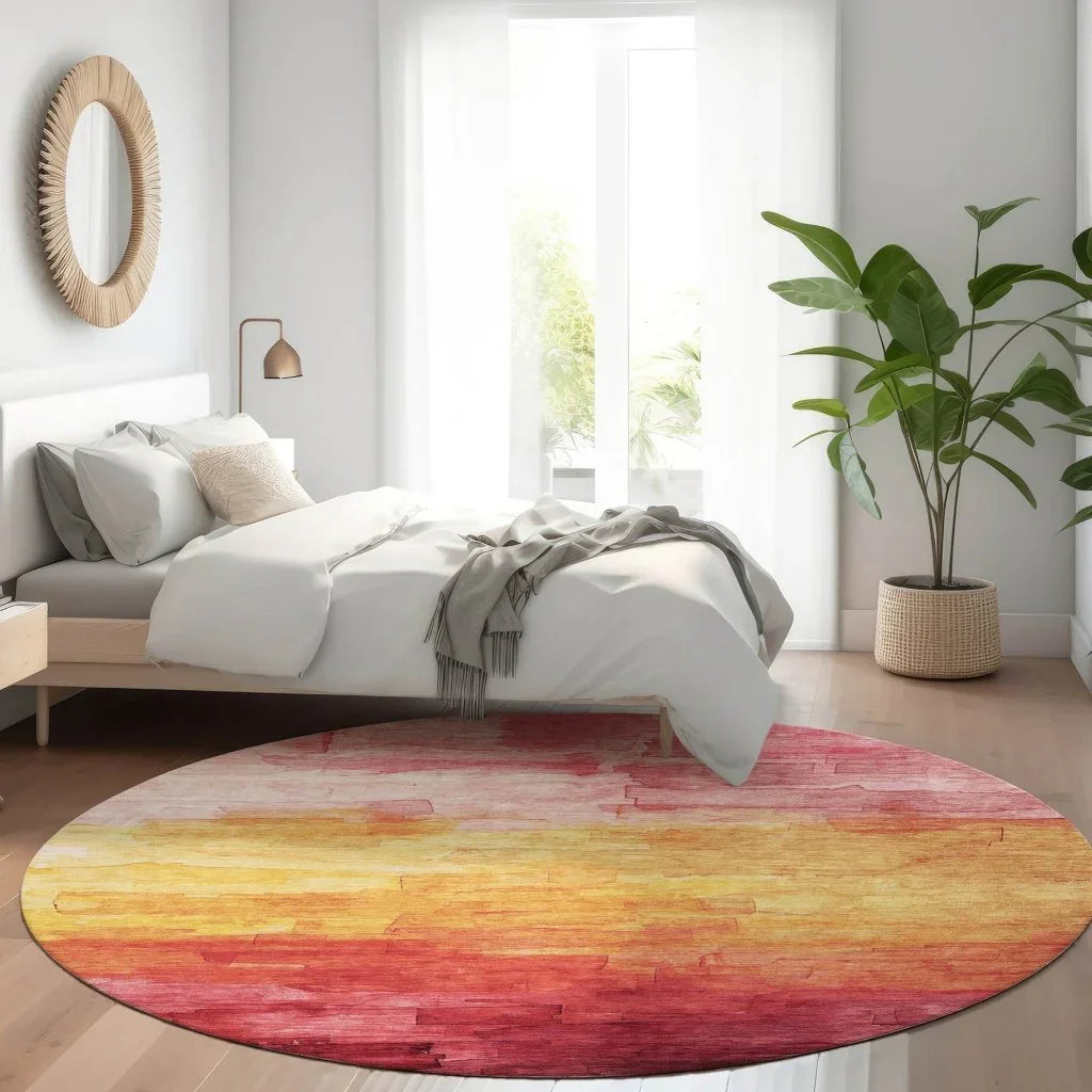LOOMLAN Rugs Lethrae Pink Washable Indoor-Outdoor Rug