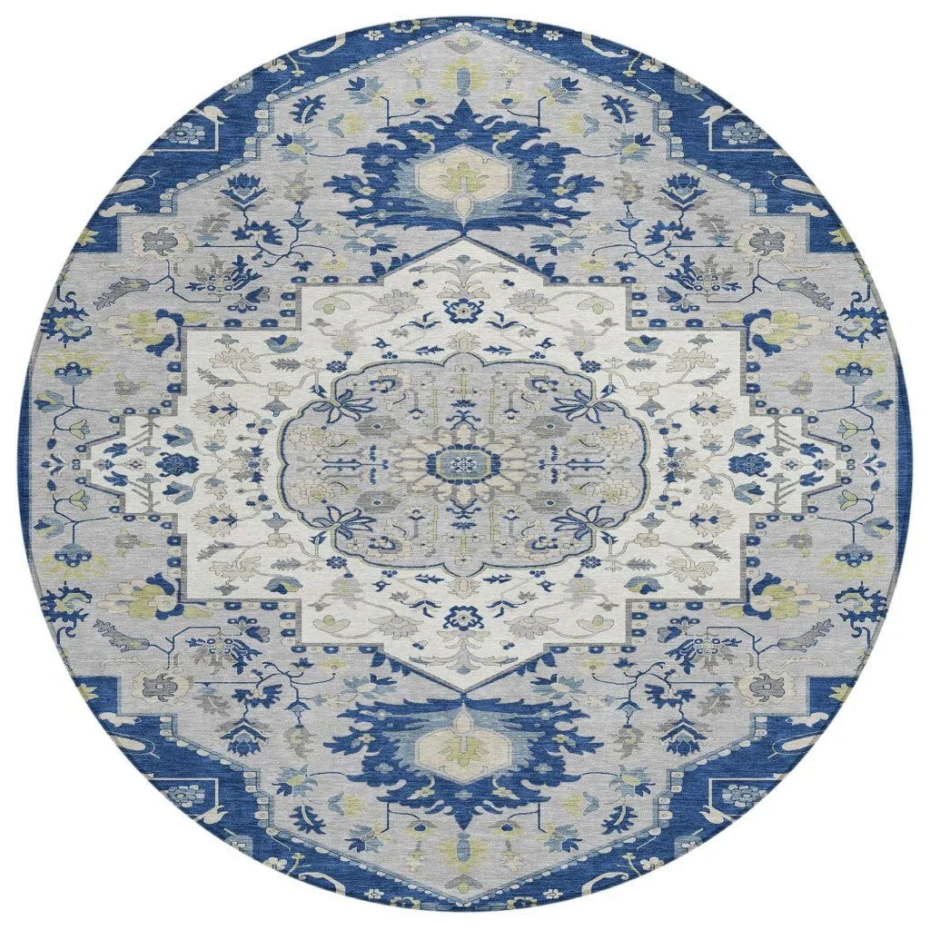 LOOMLAN Rugs Lidia Blue Washable Indoor-Outdoor Rug