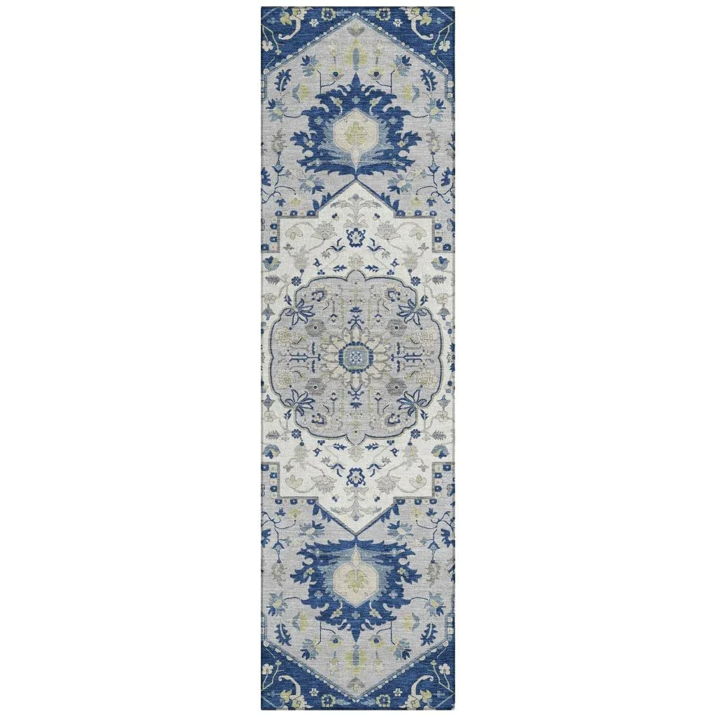 LOOMLAN Rugs Lidia Blue Washable Indoor-Outdoor Rug