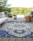 LOOMLAN Rugs Lidia Blue Washable Indoor-Outdoor Rug