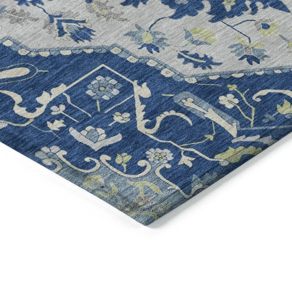 LOOMLAN Rugs Lidia Blue Washable Indoor-Outdoor Rug