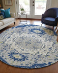 LOOMLAN Rugs Lidia Blue Washable Indoor-Outdoor Rug