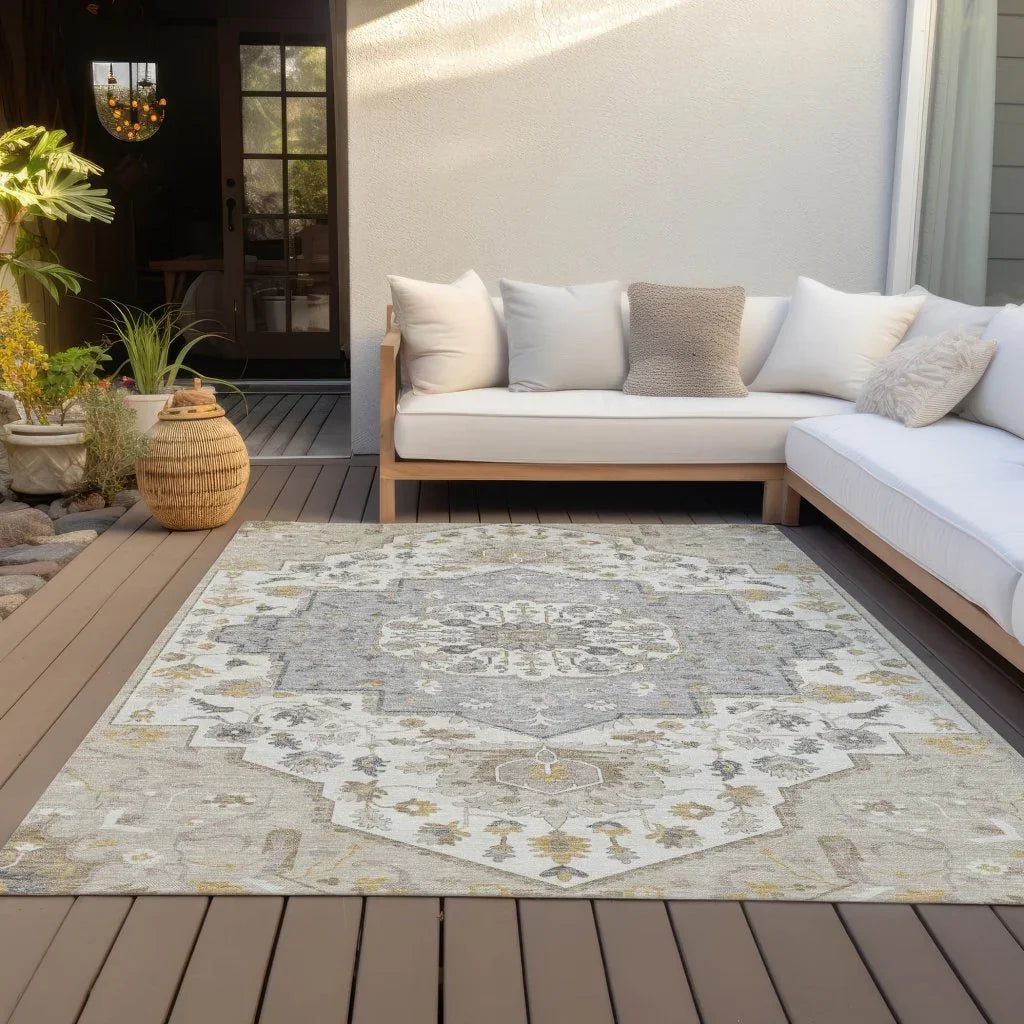 LOOMLAN Rugs Lidia Brown Washable Indoor-Outdoor Rug