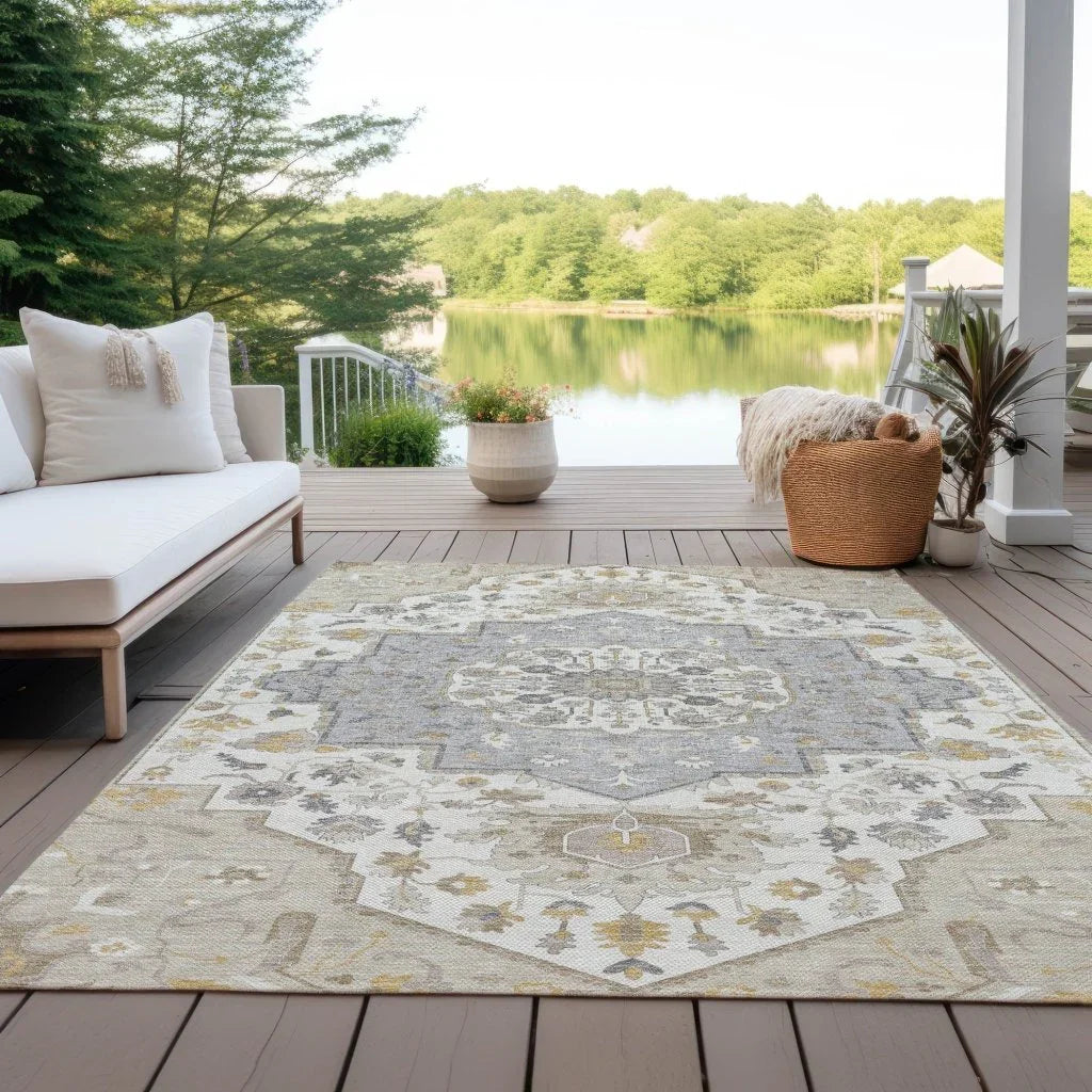 LOOMLAN Rugs Lidia Brown Washable Indoor-Outdoor Rug
