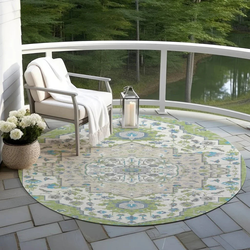 LOOMLAN Rugs Lidia Green Washable Indoor-Outdoor Rug