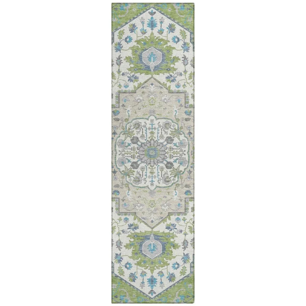 LOOMLAN Rugs Lidia Green Washable Indoor-Outdoor Rug